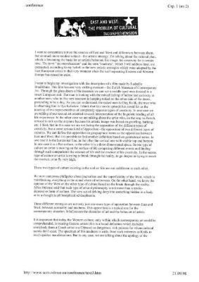 "East and West: the problem of cultural incomprehension". Текст доповіді Андрія Єрофеєва на конференції 
