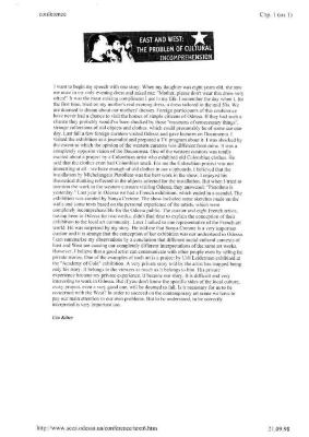 "East and West: the problem of cultural incomprehension". Текст доповіді Ути Кільтер на конференції 