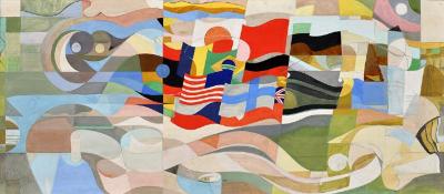 Sketch for the monumental painting of the secondary school in Kyiv. Pivdenne